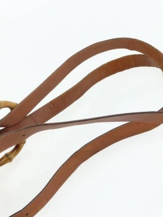 GUCCI Bamboo Backpack Leather Brown Gold 003 3444 0030 Auth bs35138